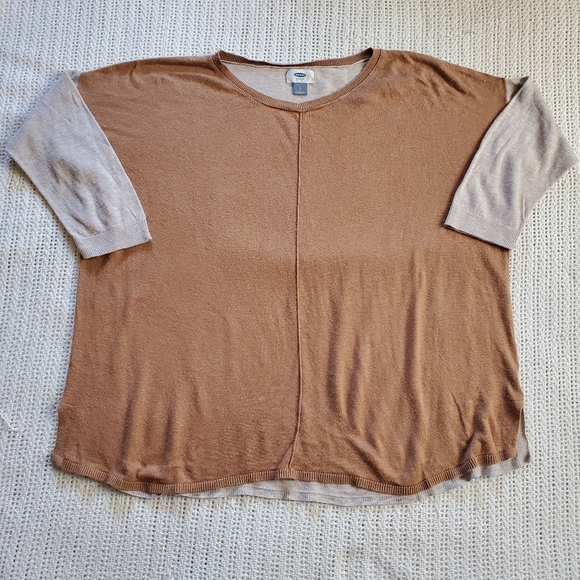 Old Navy Tops - Old Navy Shirt Women’s Large Oversized 3/4 Sleeve Gray Brown Knit Blouse Top